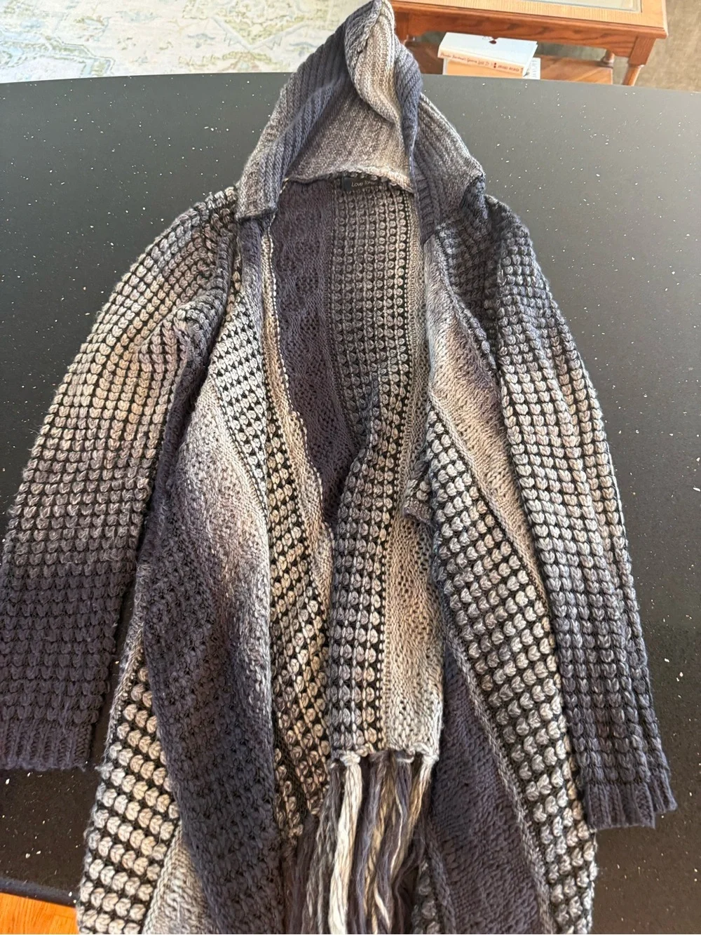 Love Token Open Knit Hooded Sweater